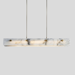 Marvex Linear Pendant Light – Modern Marble Hanging Fixture Dining Room Kitchen Island Decorative Lighting