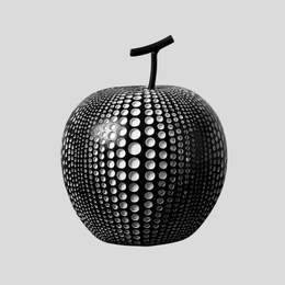 Pixelo Apple Sculpture – Modern Decorative Black Metal Dot Pattern Fruit Accent Decor Living Room