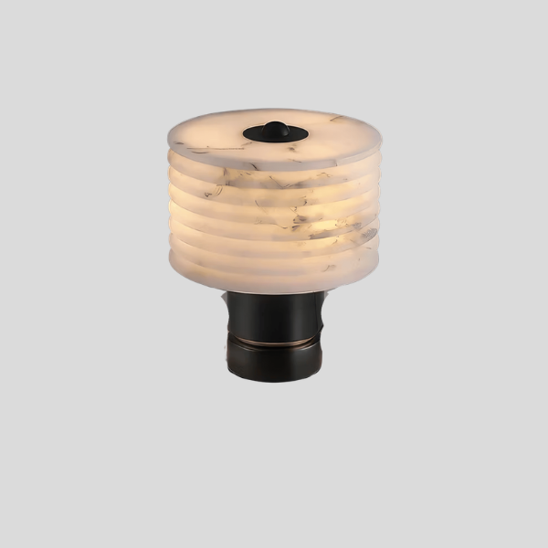 Marvex Ridge Table Lamp – Marble Stone Ceramic Ribbed LED Decorative Lighting Bedroom Living Room Nightstand