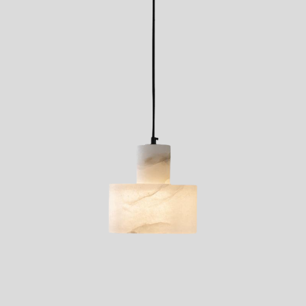 Strato Alabaster Pendant Light – LED Drum Shade Hanging Ceiling Kitchen Island Dining Room Decorative Lighting