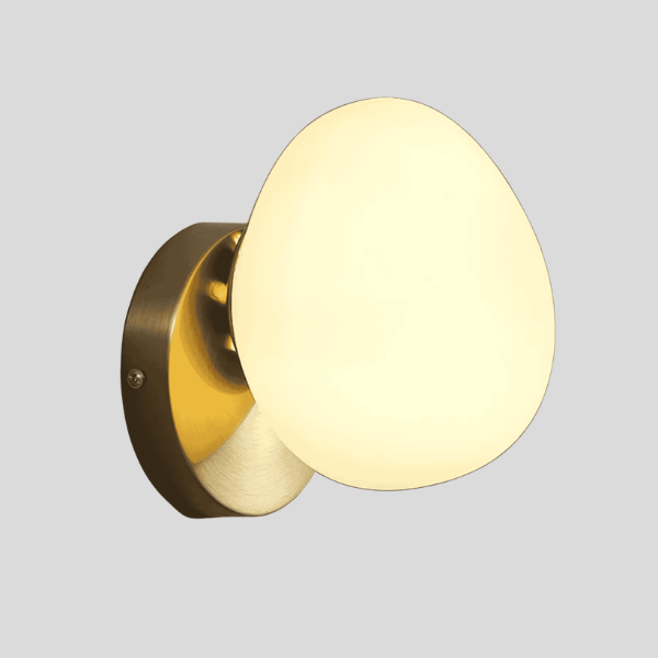 Ovella Globe Wall Sconce – Modern Brass White Glass Bedroom Bathroom Vanity Decorative Lighting