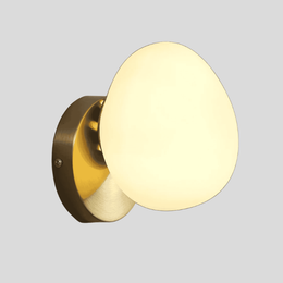 Ovella Globe Wall Sconce – Modern Brass White Glass Bedroom Bathroom Vanity Decorative Lighting