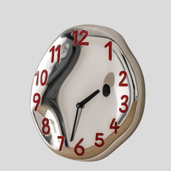 Dralux Melt Wall Clock – Surrealist Decorative Modern Silent Living Room Bedroom Unique Red Numerals