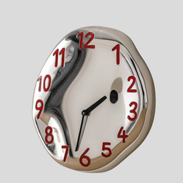 Dralux Melt Wall Clock – Surrealist Decorative Modern Silent Living Room Bedroom Unique Red Numerals