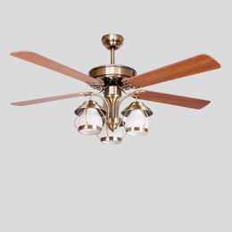 Breckton Ceiling Fan – Vintage Brass Wood Blade Chandelier Light Decorative Lighting Living Room Bedroom