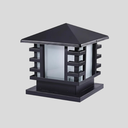 Kyoden Pillar Light – Outdoor Post Cap Lantern Square Black Metal Decorative Lighting Patio Driveway Gate