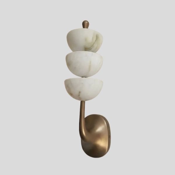 Cascara Marble Wall Sconce – White Stone Modern Decorative Lighting Living Room Bedroom Hallway