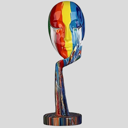 Prismara Abstract Face Sculpture – Modern Colorful Decorative Art Statue Living Room Bedroom Decor