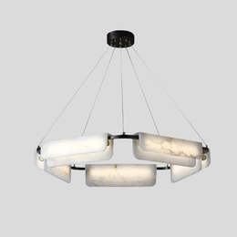 Caravel Chandelier – Modern Alabaster Pendant Light Dining Room Living Room Ceiling Lighting