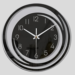 Helion Orbit Wall Clock – Modern Black White Round Decorative Living Room Bedroom Silent Quartz