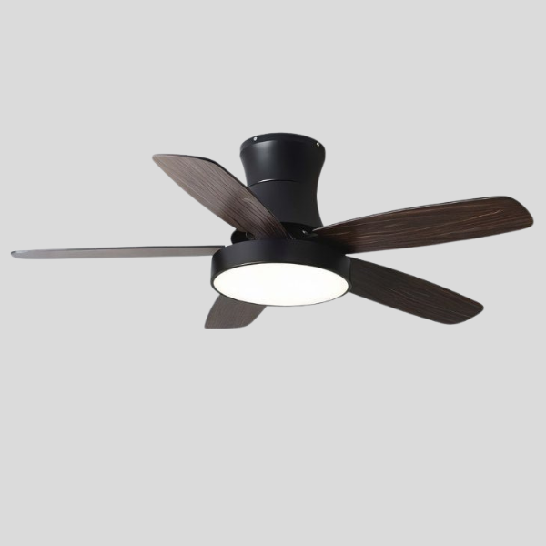 Valtero Flush Mount Ceiling Fan – LED Integrated Light Modern Low Profile Bedroom Living Room