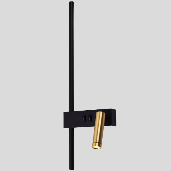 Kallisto Dual Wall Sconce – Modern Black Gold LED Reading Light Bedroom Bedside USB Charging