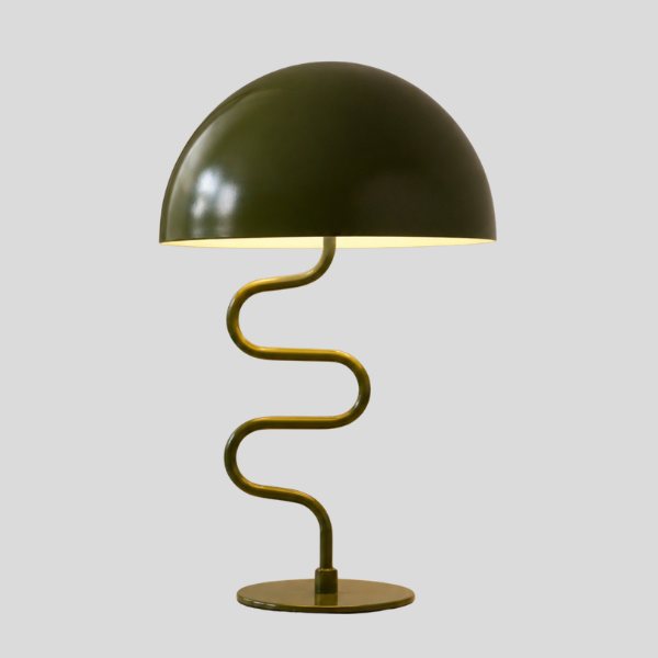 Serpine Dome Table Lamp – Modern Mushroom Desk Light Curved Green Metal Bedroom Living Room