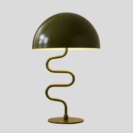 Serpine Dome Table Lamp – Modern Mushroom Desk Light Curved Green Metal Bedroom Living Room