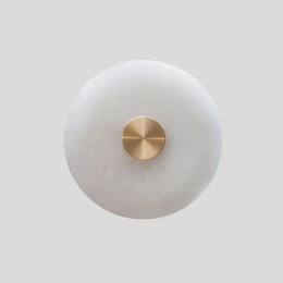 Celeste Disc Wall Sconce – Modern White Glass Gold Accent Decorative Lighting Bedroom Living Room