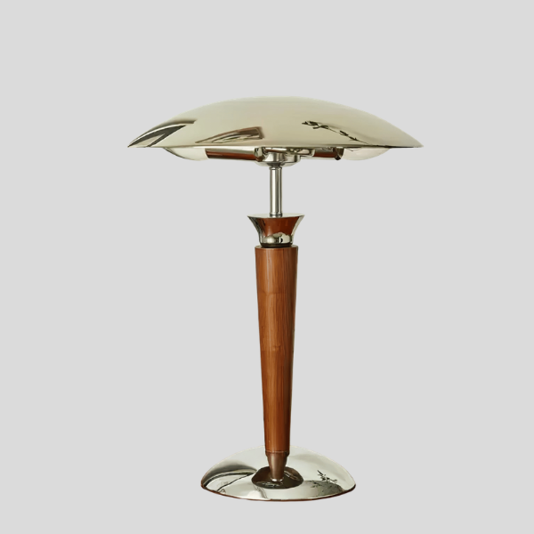 Hexton Dome Table Lamp – Chrome Wood Decorative Living Room Bedroom Desk Lighting Fixture