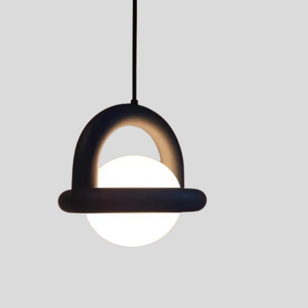 Helion Arc Pendant Light – Modern Black Metal Globe Sphere Hanging Ceiling Lighting Fixture Bedroom Dining Room