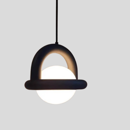 Helion Arc Pendant Light – Modern Black Metal Globe Sphere Hanging Ceiling Lighting Fixture Bedroom Dining Room