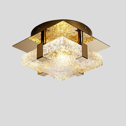 Zivo Square Flush Mount Ceiling Light – LED Crystal Glass Decorative Lighting Living Room Bedroom Hallway
