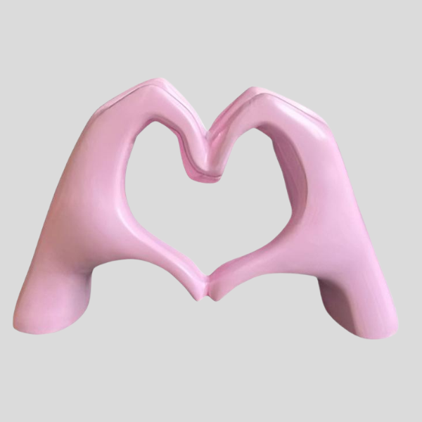 Coralie Heart Hands Sculpture – Modern Decorative Pink Ceramic Love Figurine Home Decor