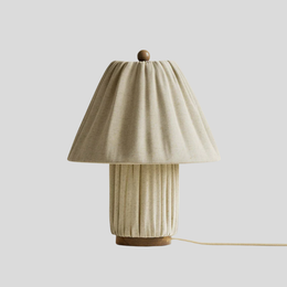 Plissé Fabric Table Lamp – Pleated Cream Linen Bedside Lamp Living Room Bedroom Decorative Lighting