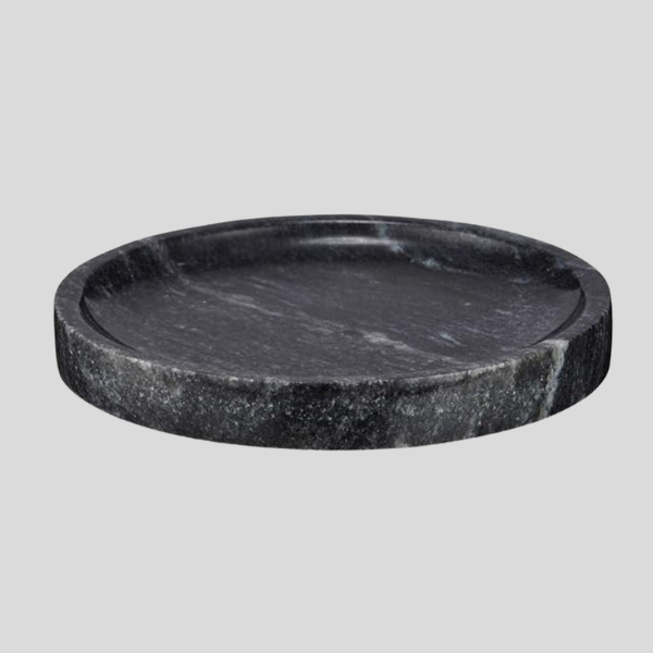 Obsidian Marble Catchall Tray – Black Stone Decorative Dish Jewelry Candle Holder Home Decor Accent