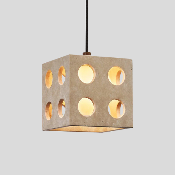Cubrix Concrete Pendant Light – Industrial Cube Hanging Ceiling Fixture Dining Kitchen Island