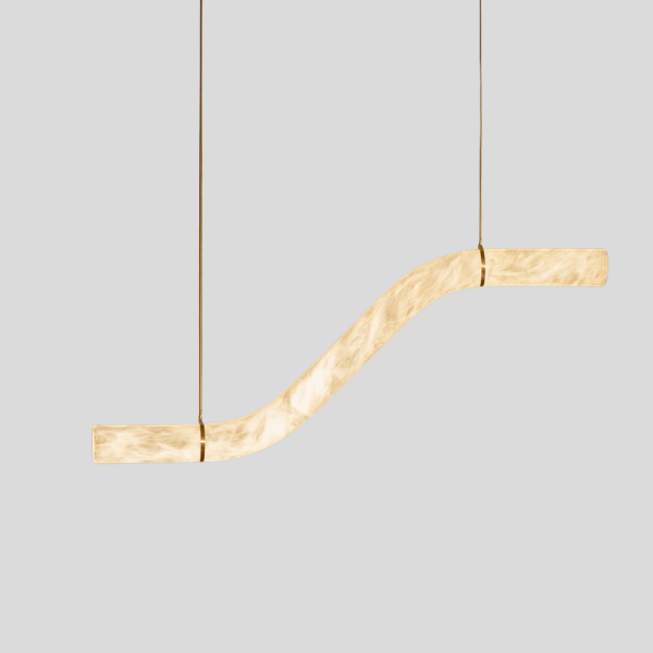 Curvex Wave Pendant Light – Modern LED Marble Effect Curved Hanging Dining Room Ceiling Decorative Lighting