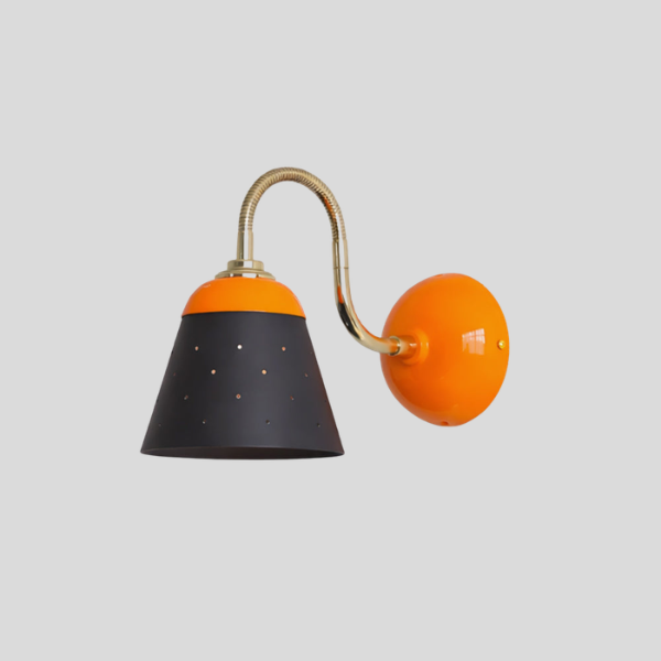 Corvino Arc Wall Sconce – Mid-Century Modern Orange Gray Metal Bedroom Living Room Wall Light