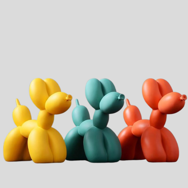 Ballooni Pup Sculpture – Modern Balloon Dog Decorative Art Figurine Living Room Bedroom Shelf Decor