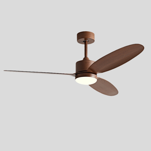 Hexton Aero Ceiling Fan – Modern Wood Finish Bedroom Living Room LED Light Remote Control Quiet