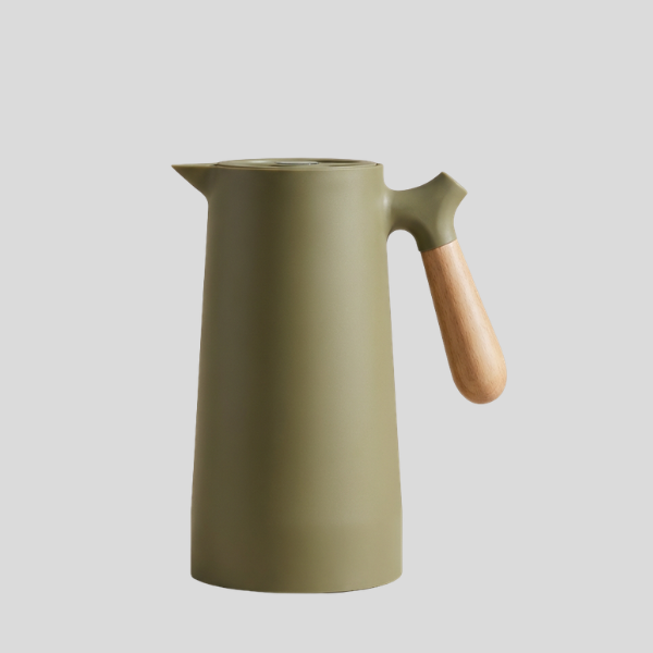Olivren Thermal Carafe – Insulated Coffee Carafe Vacuum Beverage Dispenser Wooden Handle