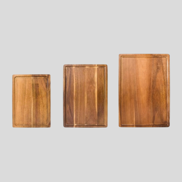 Timbren Acacia Cutting Board Set – Wood Butcher Block Juice Groove Kitchen Chopping Board 3 Sizes