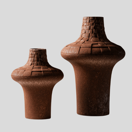 Terrix Textured Ceramic Vase – Rustic Terracotta Home Decor Vase Living Room Bedroom Entryway