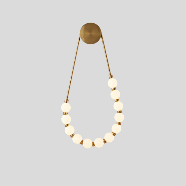 Perlan Beaded Wall Sconce – Modern Brass Gold Glass Globe Decorative Lighting Bedroom Living Room