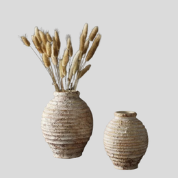 Cordova Coil Ceramic Vase – Textured Decorative Vase Living Room Bedroom Neutral Home Decor Centerpiece