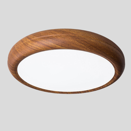 Granlux Flush Mount Ceiling Light – LED Round Wood Grain Bedroom Living Room Decorative Lighting