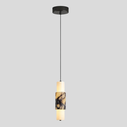 Veinaro Marble Pendant Light – Modern Cylindrical Hanging Lighting Fixture Dining Room Kitchen Island
