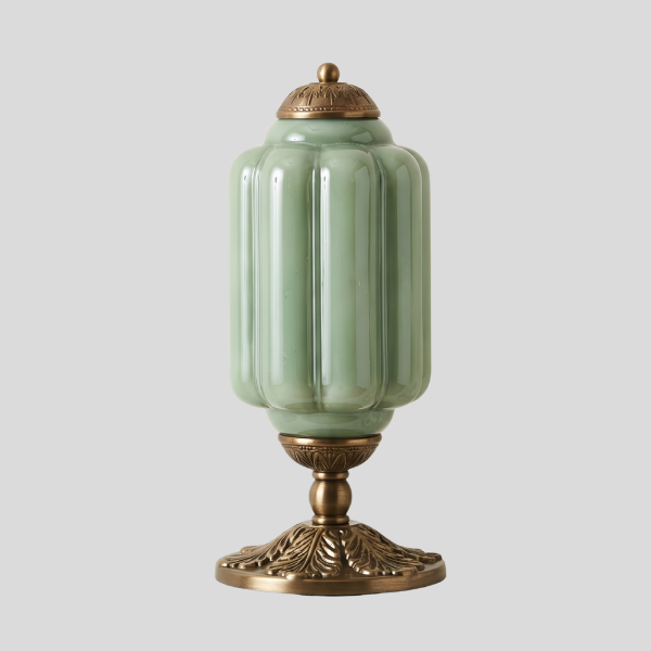 Celadon Urn Table Lamp – Jade Green Ceramic Bronze Base Decorative Lighting Living Room Bedroom