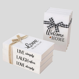 Bellroy Decorative Book Stack – Farmhouse White Coffee Table Decor Living Room Bedroom Shelf Styling
