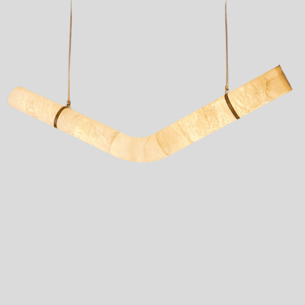 Curvalo Arc Pendant Light – Modern Marble Curved Suspended Dining Room Decorative Lighting Fixture