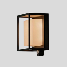 Caldex Frame Wall Sconce – Black Metal Cage Decorative Lighting Warm Fabric Shade Living Room Bedroom
