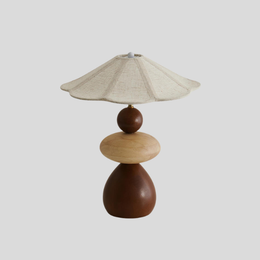 Stonara Table Lamp – Modern Wood Base Linen Shade Decorative Lighting Bedroom Living Room Desk