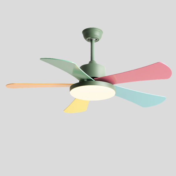 Chromia Pulse Ceiling Fan – Modern Colorful Blades LED Light Bedroom Kids Room Nursery Playroom Decorative Lighting