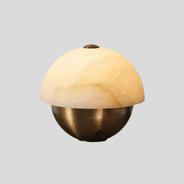 Verano Dome Table Lamp – Alabaster Glass Decorative Lighting Bedroom Living Room Accent Brass Base