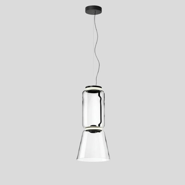 Noctis Dual Pendant Light – Modern Clear Glass Chandelier Dining Room Kitchen Island Ceiling Fixture