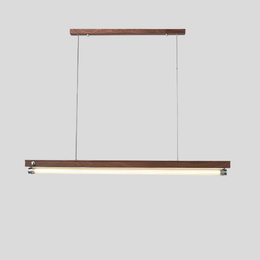 Ashwick Linear Pendant Light – Industrial Wood Tube Dining Kitchen Island Chandelier Decorative Lighting
