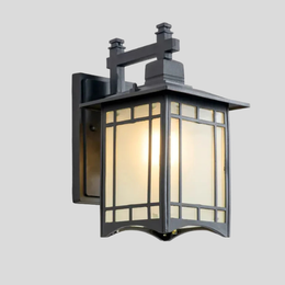 Kyoto Pagoda Outdoor Wall Lantern – Decorative Lighting Fixture Patio Entryway Black Metal Glass Sconce
