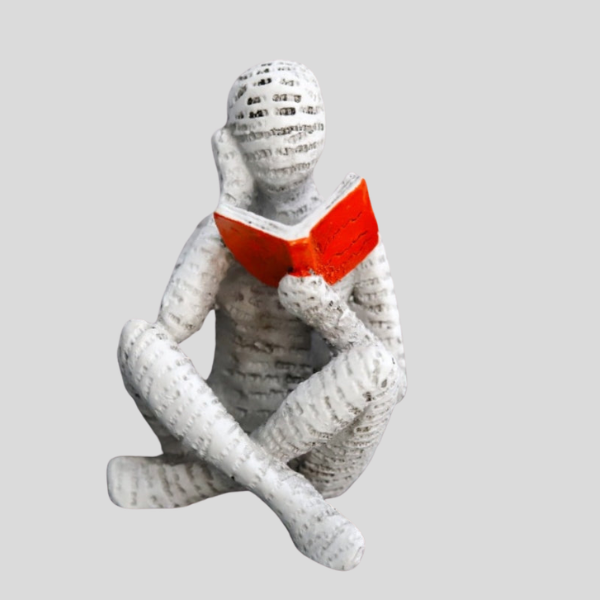 Legara Reading Woman Statue – White Resin Bookshelf Decorative Figure Living Room Bedroom Home Decor