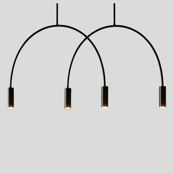 Curvex Arc Pendant Light – Modern Black Metal Chandelier Dining Room Kitchen Island Decorative Lighting